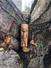 Load image into Gallery viewer, Hand carved Oak wizard ornament, wood spirit face