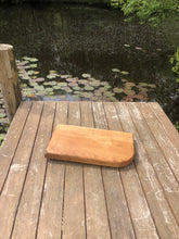 Load image into Gallery viewer, Solid oak hardwood chopping board with curved detail, food prep cutting board bbq serving platter or cheese board