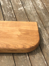 Load image into Gallery viewer, Solid oak hardwood chopping board with curved detail, food prep cutting board bbq serving platter or cheese board