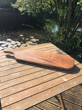 Load image into Gallery viewer, Extra large Oak cutting board with handle. Hardwood handled serving board, perfect for cheese or bread