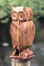 Load image into Gallery viewer, Owl - large hand carved decorative solid Oak ornament, hardwood rustic decor