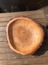 Load image into Gallery viewer, Top view of the sold oak handcarved bowl