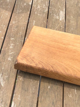 Load image into Gallery viewer, Solid oak hardwood chopping board with curved detail, food prep cutting board bbq serving platter or cheese board