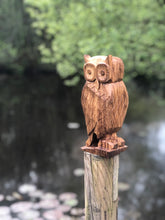 Load image into Gallery viewer, Owl - large hand carved decorative solid Oak ornament, hardwood rustic decor