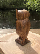 Load image into Gallery viewer, Owl - large hand carved decorative solid Oak ornament, hardwood rustic decor