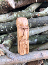 Load image into Gallery viewer, Hand carved Oak wizard ornament, wood spirit face