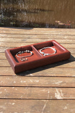 Load image into Gallery viewer, hand carved dual tray Sapele trinket dish or organiser
