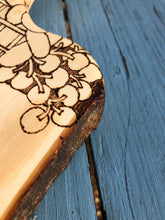 Load image into Gallery viewer, Handmade Maple serving platter with pyrography detail.
