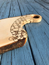 Load image into Gallery viewer, Handmade Maple serving platter with pyrography detail.