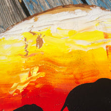 Load image into Gallery viewer, Hand painted elephants sunset.