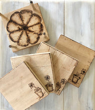 Load image into Gallery viewer, Set of 4 coasters with stand.