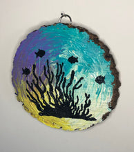 Load image into Gallery viewer, Hand painted wood slice with Under sea detail