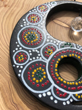 Load image into Gallery viewer, Hand painted Yin yang suncatcher. Made from plywood, decorated with acrylic paint with crystal on faux suede cord.
