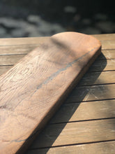Load image into Gallery viewer, Extra large Oak cutting board with handle. Hardwood handled serving board, perfect for cheese or bread
