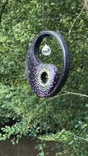 Load image into Gallery viewer, Hand painted Yin yang suncatcher. Made from plywood, decorated with acrylic paint with crystal on faux suede cord.
