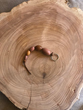 Load image into Gallery viewer, Keyring with dusty rose Wooden Beads and Faux Suede Cord - Chic Split Ring Accessory, Perfect Gift
