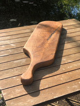 Load image into Gallery viewer, Extra large Oak cutting board with handle. Hardwood handled serving board, perfect for cheese or bread

