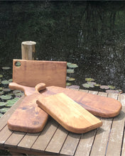 Load image into Gallery viewer, Extra large Oak cutting board with handle. Hardwood handled serving board, perfect for cheese or bread
