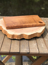 Load image into Gallery viewer, Solid oak hardwood chopping board with thumb hole as handle | food prep cutting board bbq serving platter or cheese board
