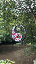 Load image into Gallery viewer, Hand painted Yin yang suncatcher. Made from plywood, decorated with acrylic paint with crystal on faux suede cord.
