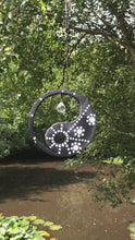 Load and play video in Gallery viewer, Hand painted Yin yang suncatcher. Made from plywood, decorated with black and white acrylic paint with crystal on faux suede cord.
