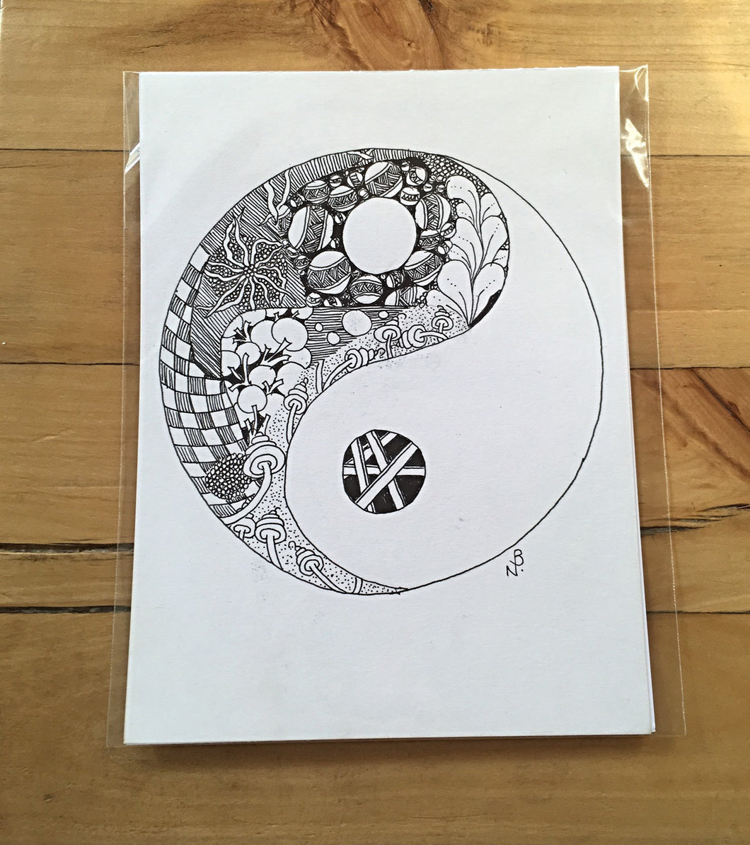 Original ink hand drawn Zentangle wall art. A5