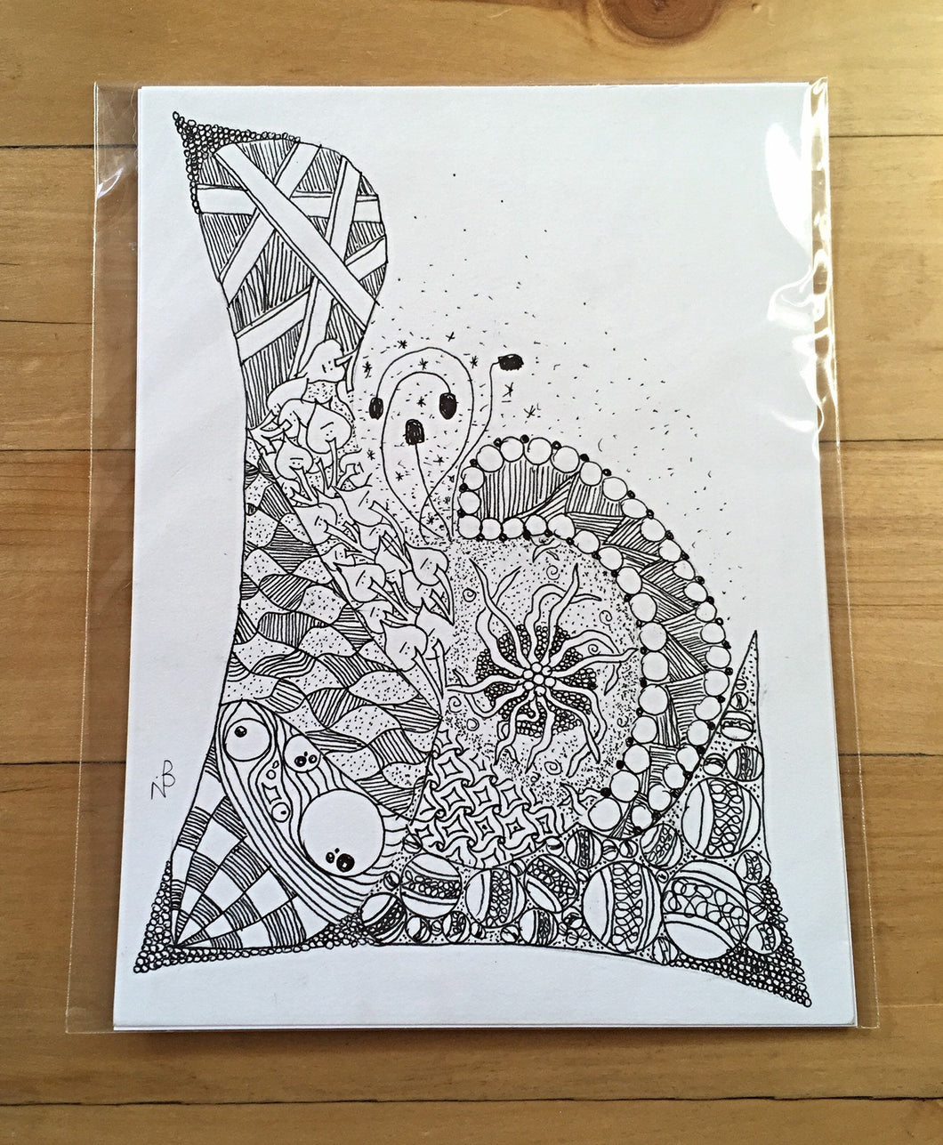Original ink hand drawn Zentangle wall art.