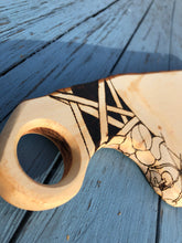 Load image into Gallery viewer, Handmade Maple serving platter with pyrography detail.
